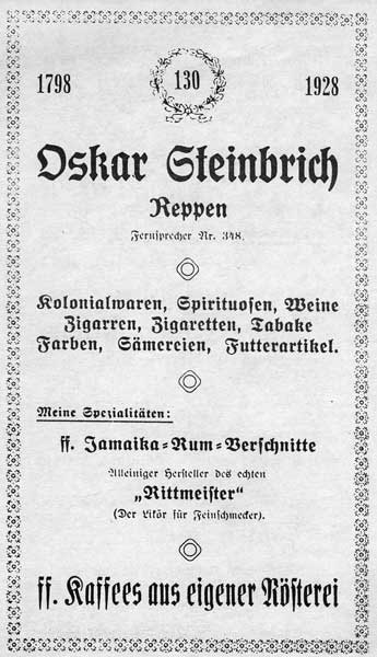 Anzeige Steinbrich-Jubilaeum 130-Jahre-Reppen 1928