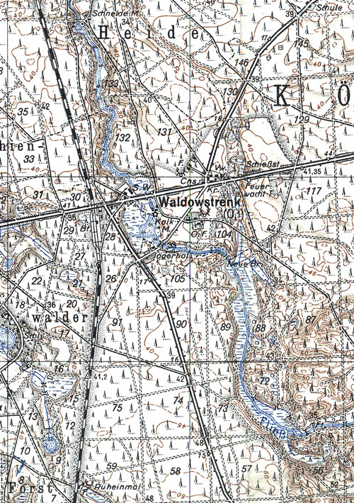 Kartenausschnitt: Deutsche Karte 272 Landsberg a.d.W (Reichsamt für Landesaufnahme 1939) 