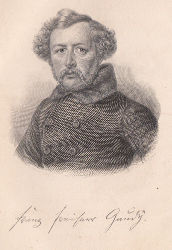 Porträt Franz von Gaudy, Zeichnung von F. Stein, gestochen von A. Teichel. (Foto: Fouquet-Plümacher).
